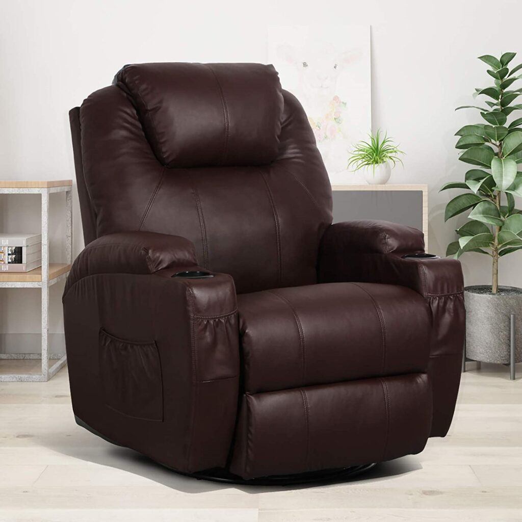 Esright Massage Recliner Chair Heated Composite Materials Ergonomic Lounge Chair 