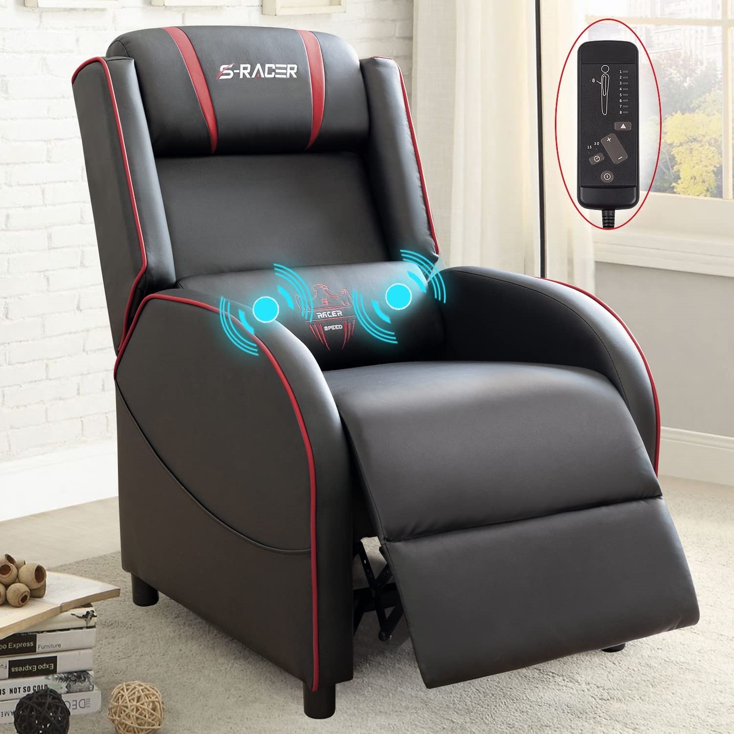 Homall Gaming Recliner Chair Racing Style Single Living Room Sofa Recliner