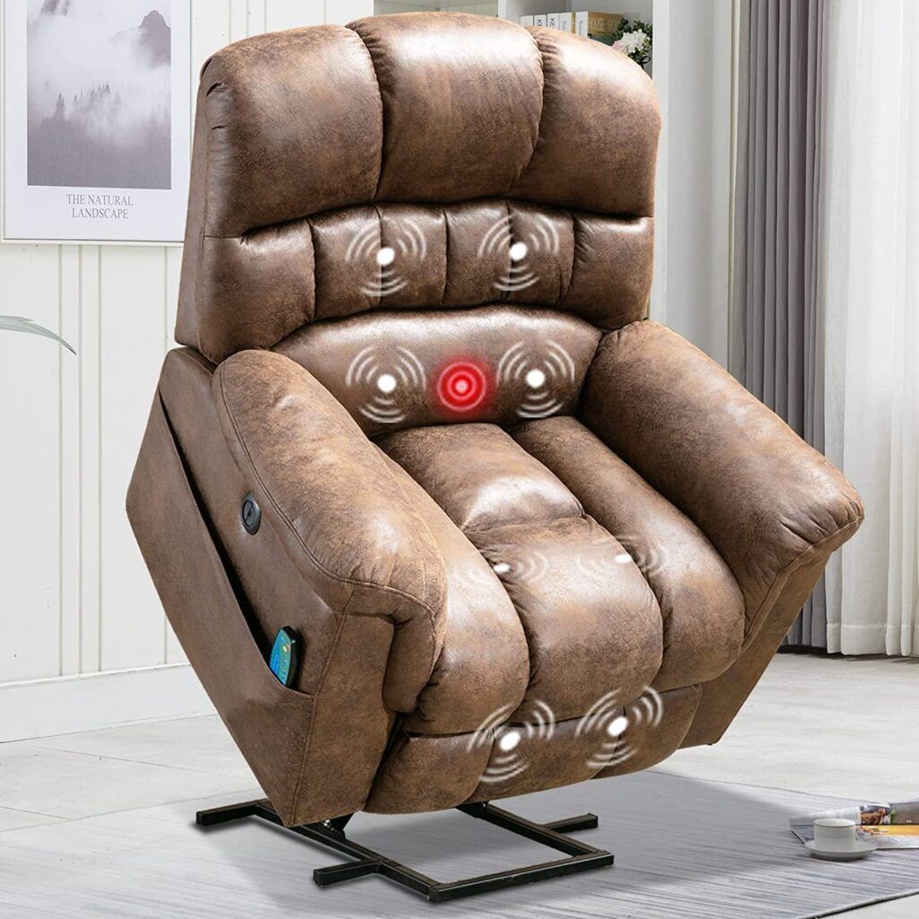Living Room Recliner: CANMOV Large Power Lift Recliner Chairs with Massage and Heat for Elderly Big and Tall People, Heavy Duty Electric