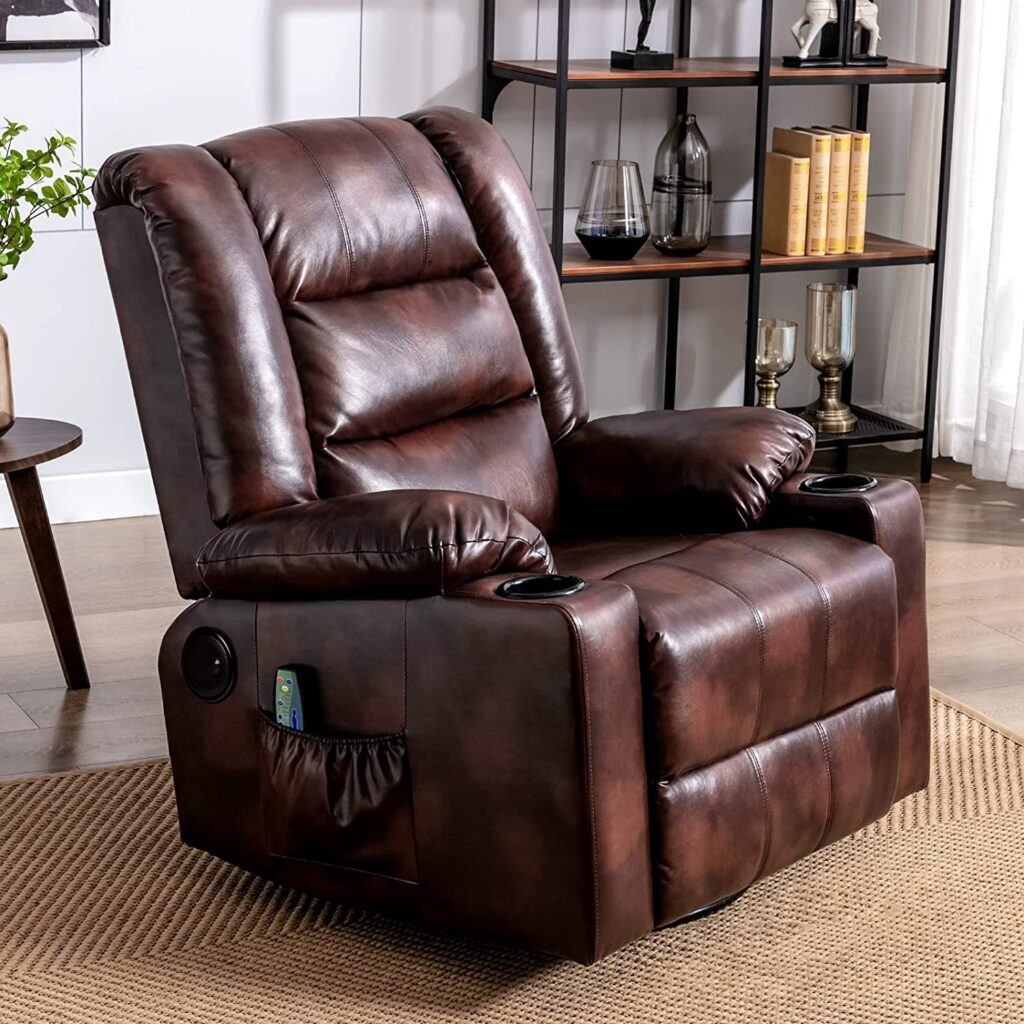 ComHoma Massage Recliner Chair with Speaker Pu Leather Home Theater Recliner Chair with Heat Rocker