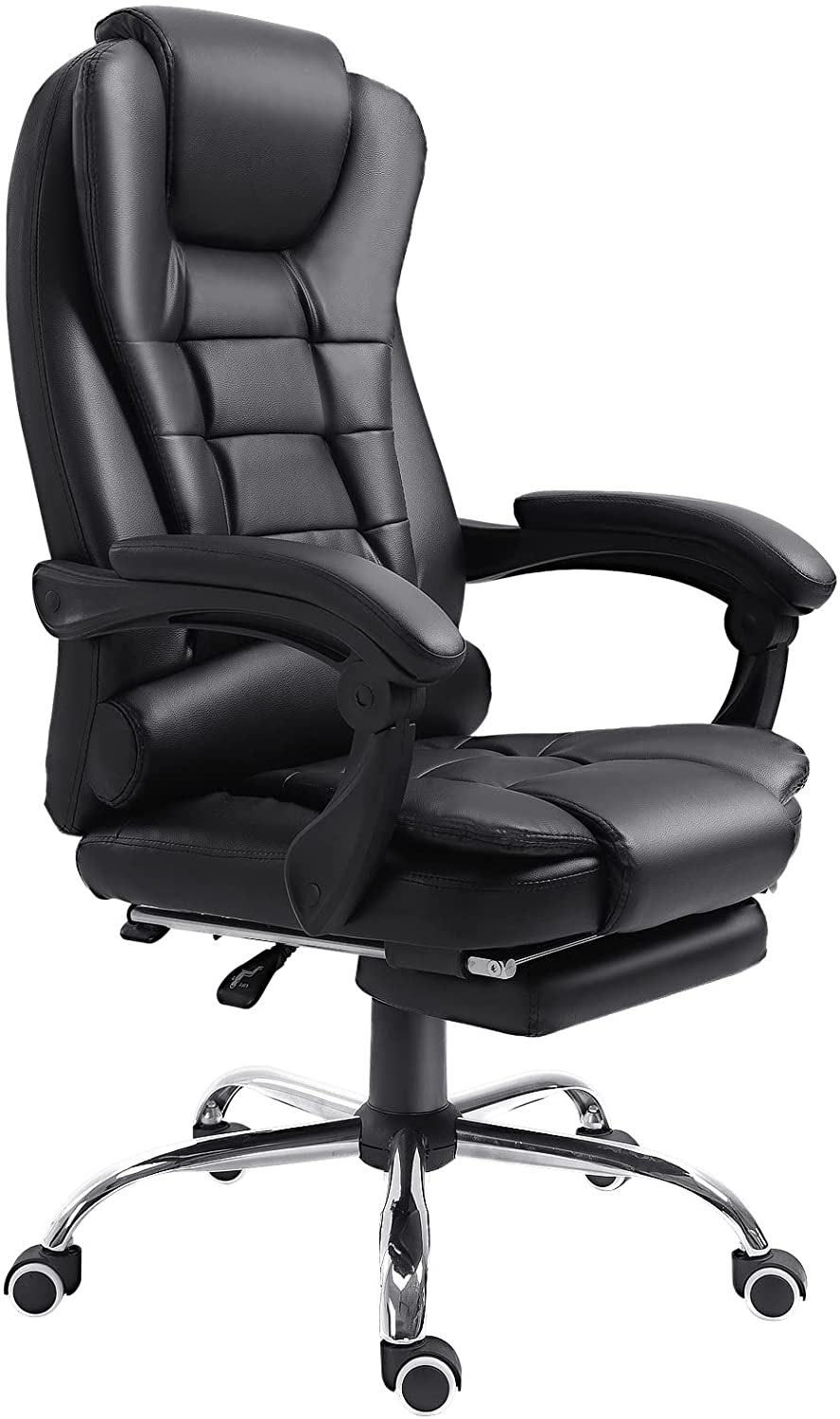 HOMCOM Ergonomic Executive Office Chair High Back PU Leather Reclining Chair with Retractable Footrest