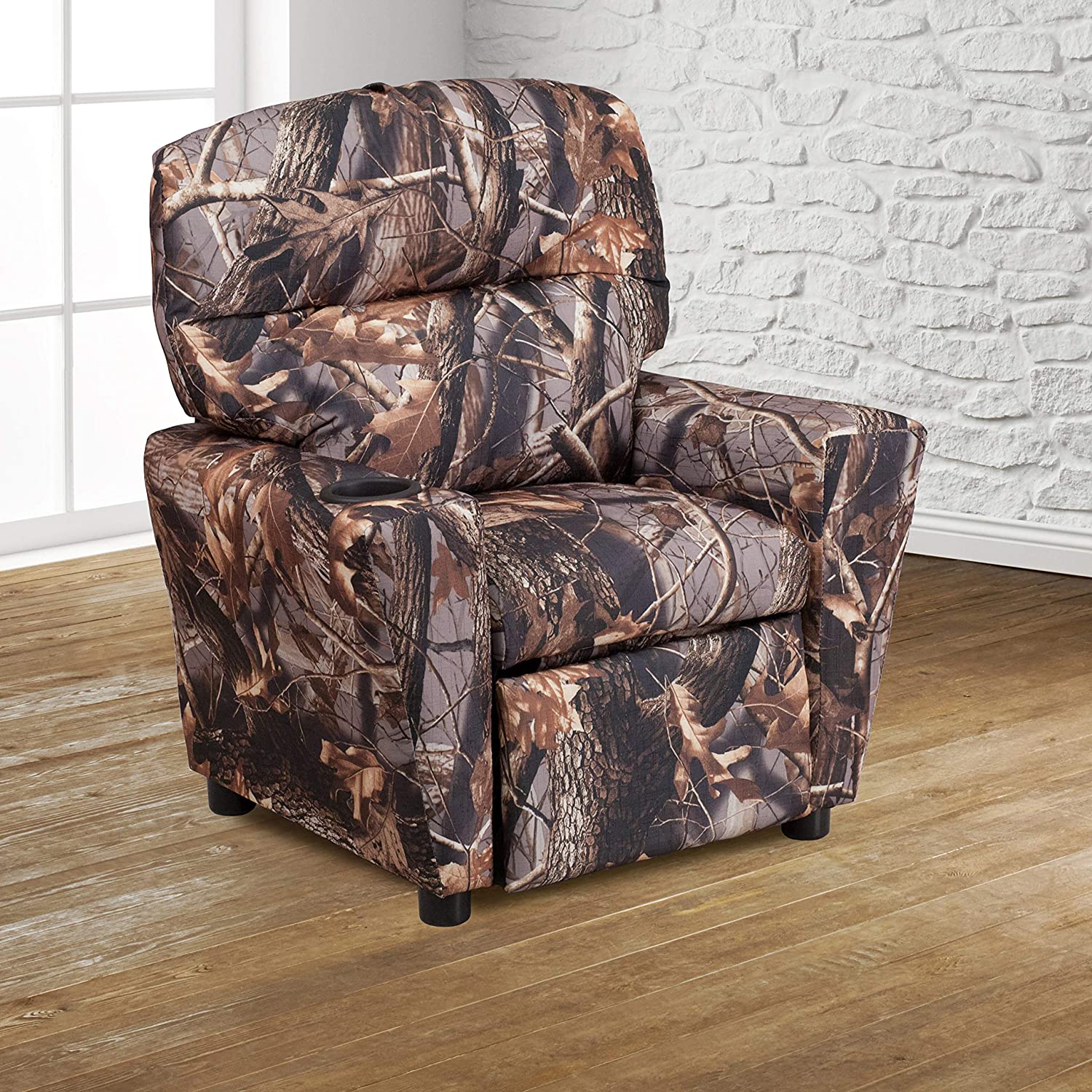 Flash Furniture Contemporary Camouflaged Fabric Kids Recliner with Cup Holder