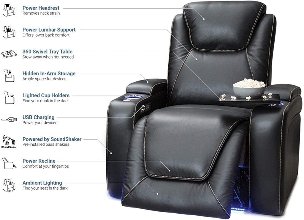 Recliner Buying Guide - Seatcraft Equinox - Home Theater Seating - Top Grain Leather - Power Recliner Features