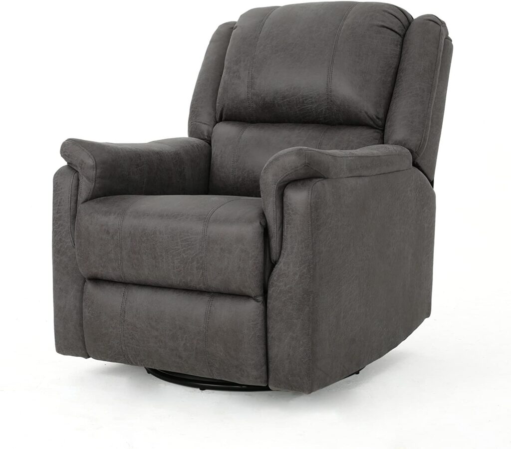 What are the Most Durable Recliners - Jemma Tufted Slate Microfiber Swivel Gliding Recliner Chair