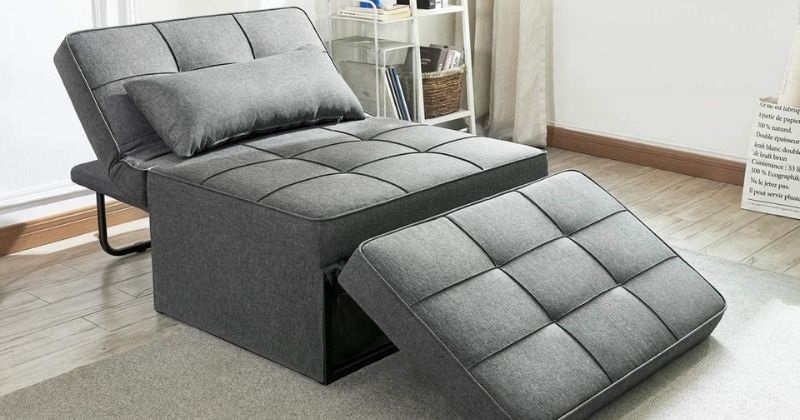 Best Convertible Chair Bed - Vonanda Sofa Bed, Convertible Chair 4 in 1 Multi-Function Folding Ottoman Modern Breathable Linen Guest Bed with Adjustable Sleeper for Small Room Apartment