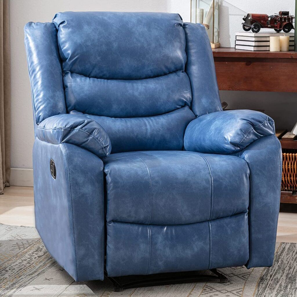 ANJ Home Recliners - ANJ Recliner Chair with Overstuffed Arm and Back, Breathable Faux Leather