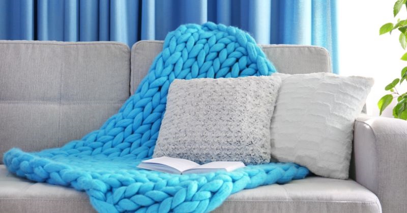 Decorate Around a TV - Blanket on a Sofa