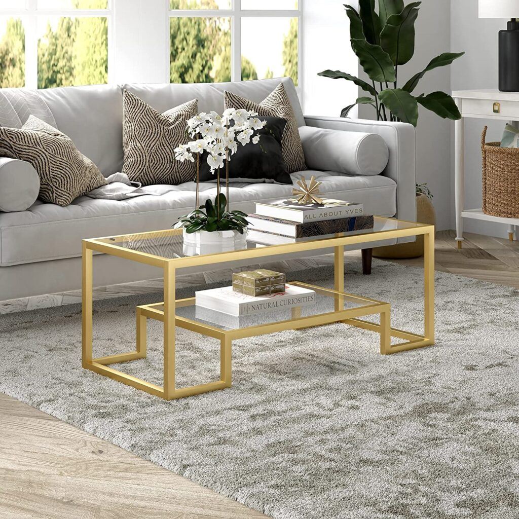 Best Coffee Tables for Small Living Rooms - Henn & Hart Modern Geometric-Inspired Glass Coffee Table
