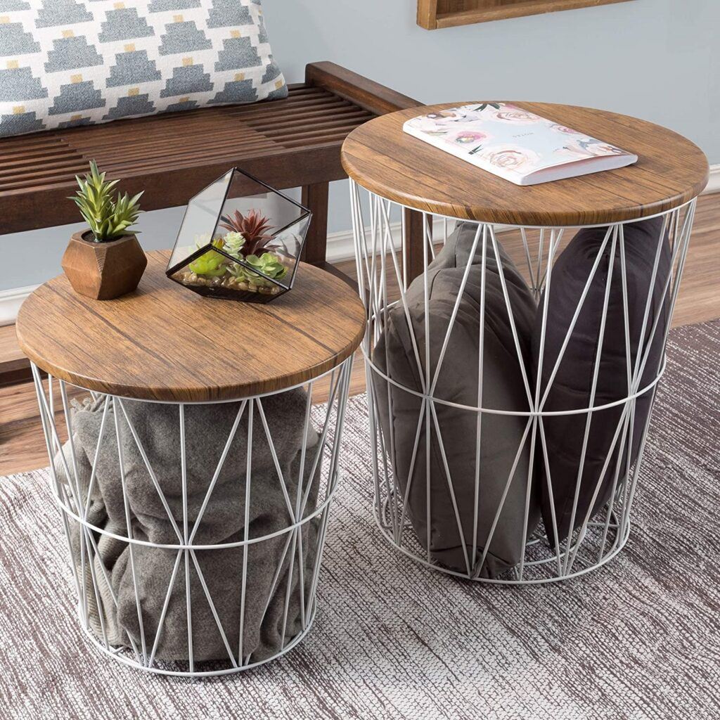 Decorate Around a TV - Multiple Basket Tables