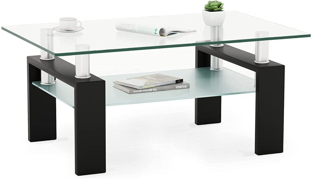 Best Coffee Tables for Small Living Rooms - Rectangle Glass Coffee Table