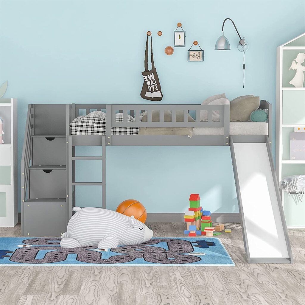 Reading Chairs For Kids - Twin Size Loft Bed with Slide and Stairway