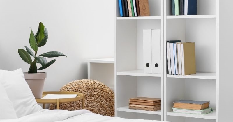 Cozy Apartment Living Room Ideas - Wall Mounted Shelving Unit