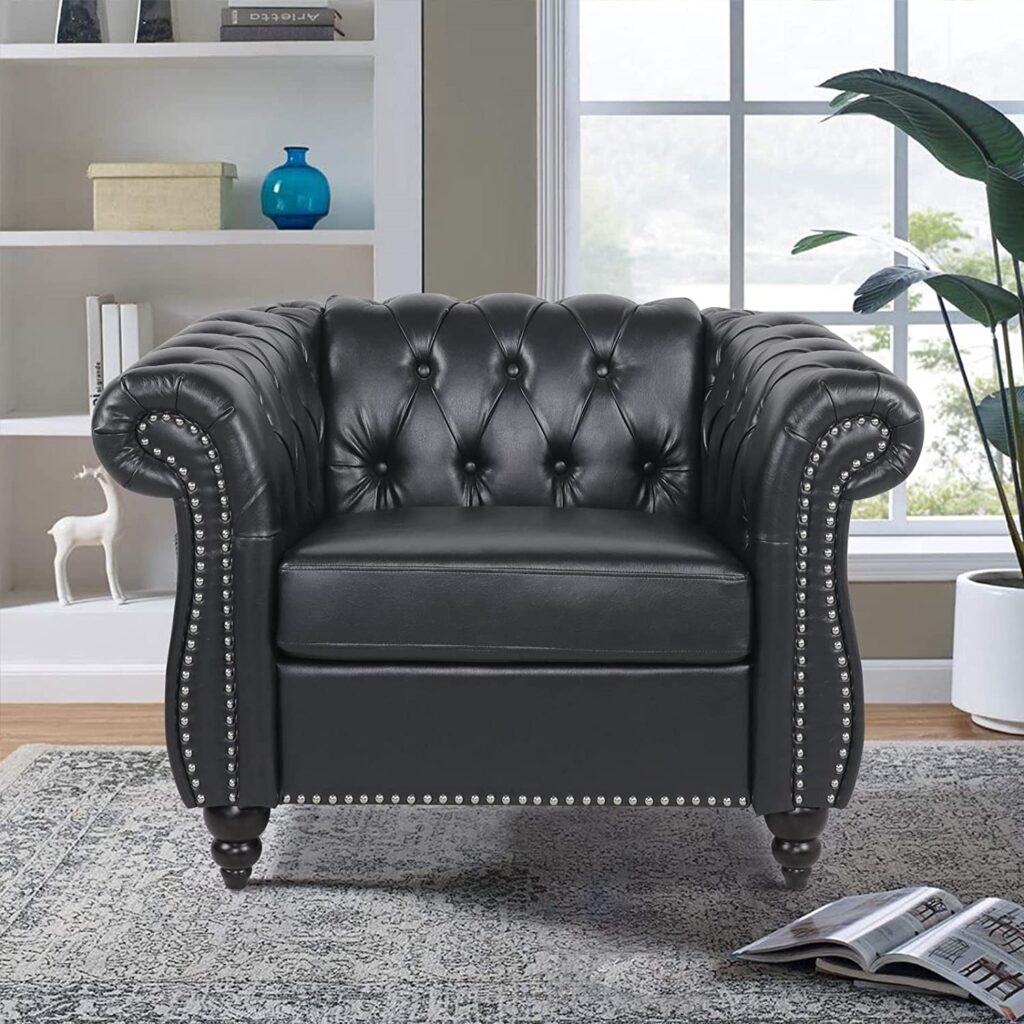 Types of Living Room Chairs - Chesterfield Chair Leather, Upholstered Single Sofa Chair