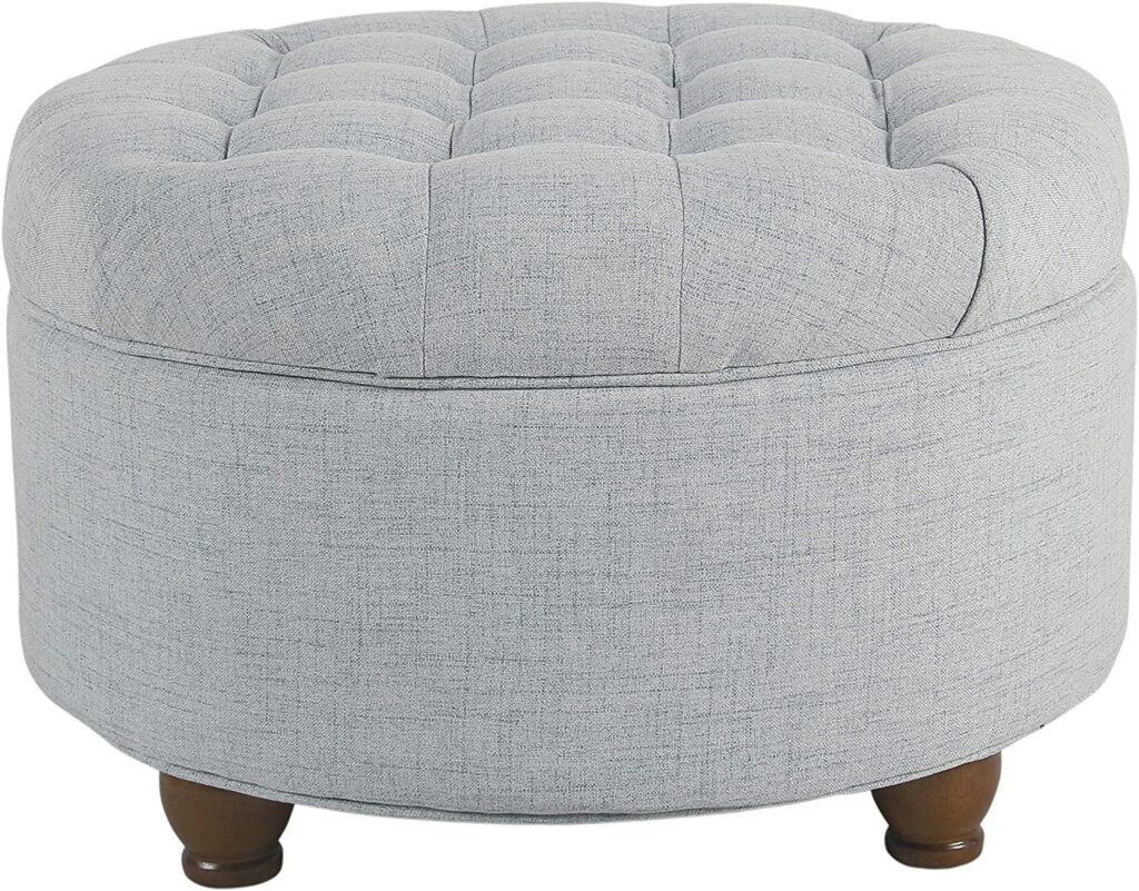 Types of Living Room Chairs - Homepop Home Decor | Large Button Tufted Woven Round Storage Ottoman
