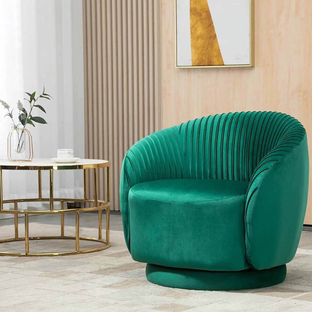 Types of Living Room Chairs - MOJAY Velvet Swivel Accent Barrel Chair