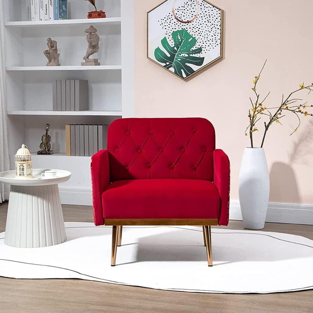 Types of Living Room Chairs - Velvet Tufted Accent Chair Comfort Living Room Lounge Armchair