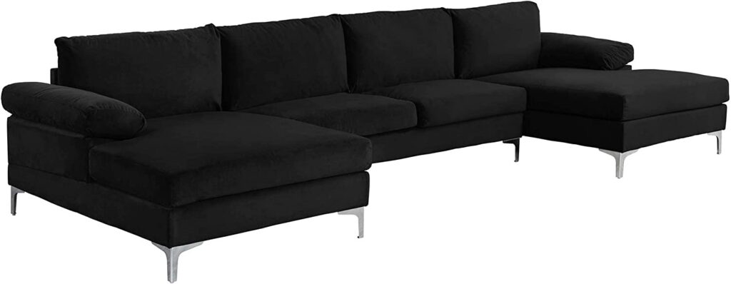 Low Back Sectional Sofa  - Casa AndreaMilano Modern Large Velvet Fabric U-Shape Sectional Sofa