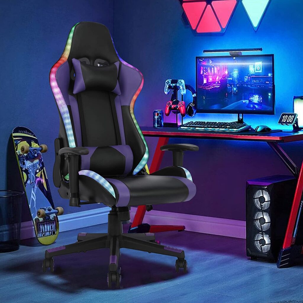 Gaming Bean Bag Chairs - Gaming Chair with RGB LED Lights and Speakers