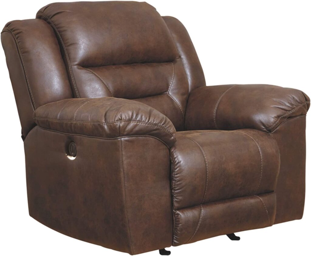 What are the Top Rated Recliners for Heavy Men - Signature Design by Ashley Stoneland Faux Leather Power Rocker Recliner