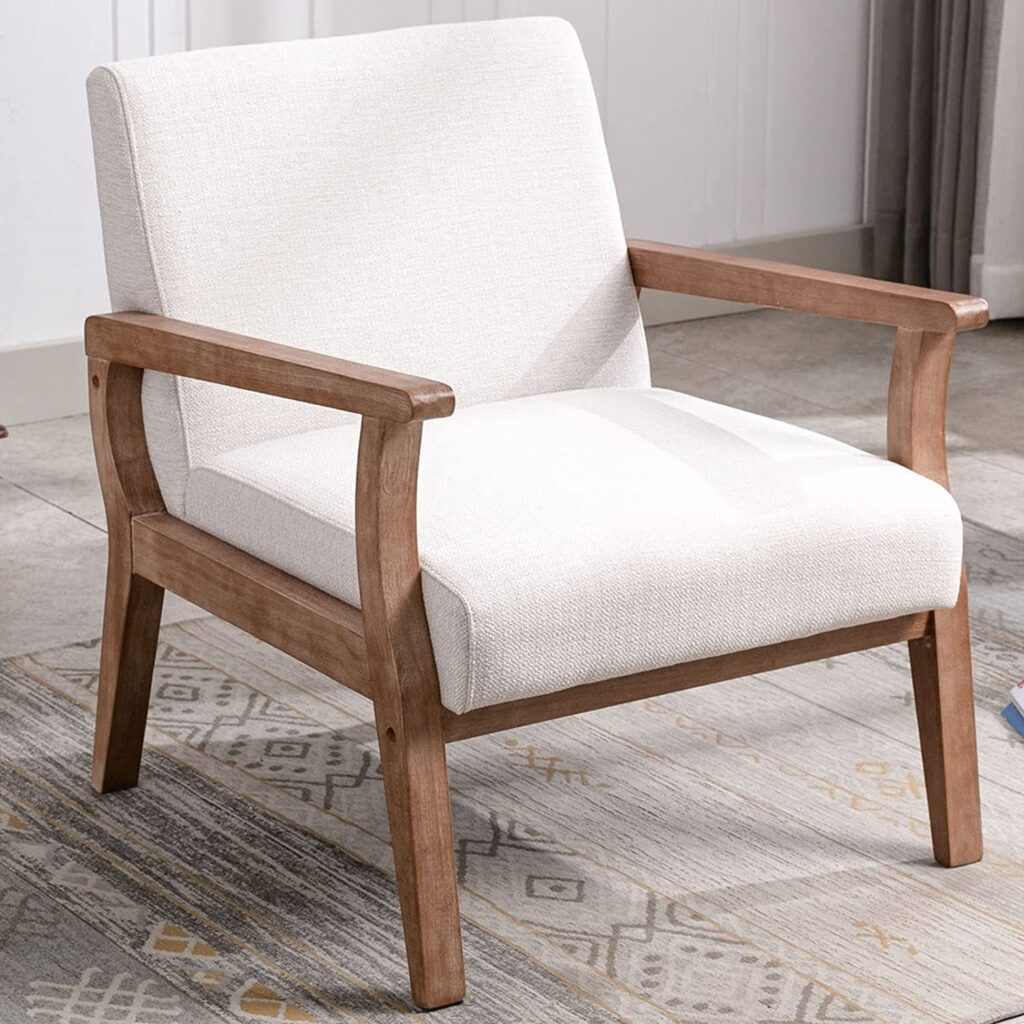 Wood Armchairs - VESCASA Linen Accent Arm Chair