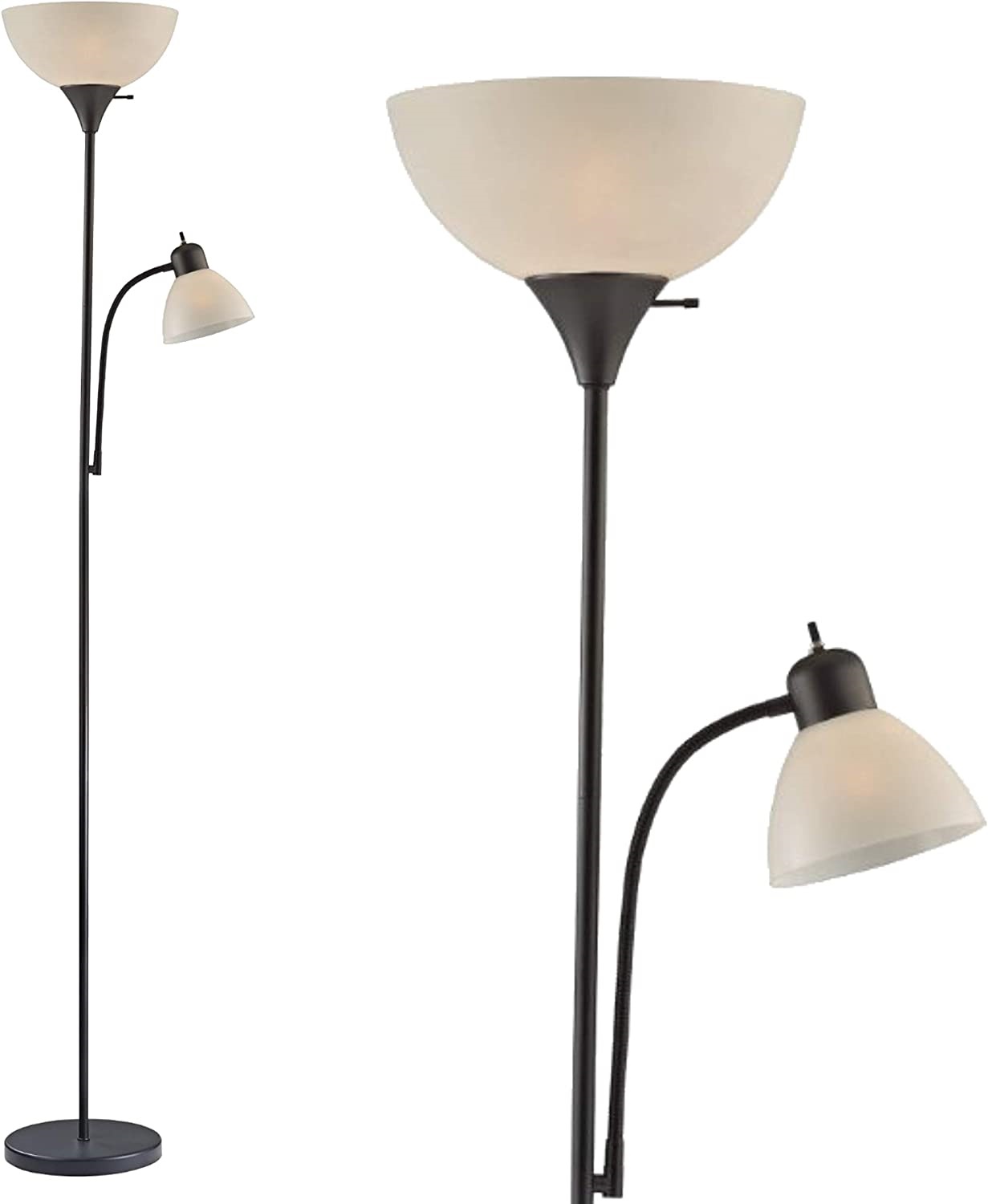 Adjustable Black Floor Lamp with Reading Light by LIGHTACCENTS