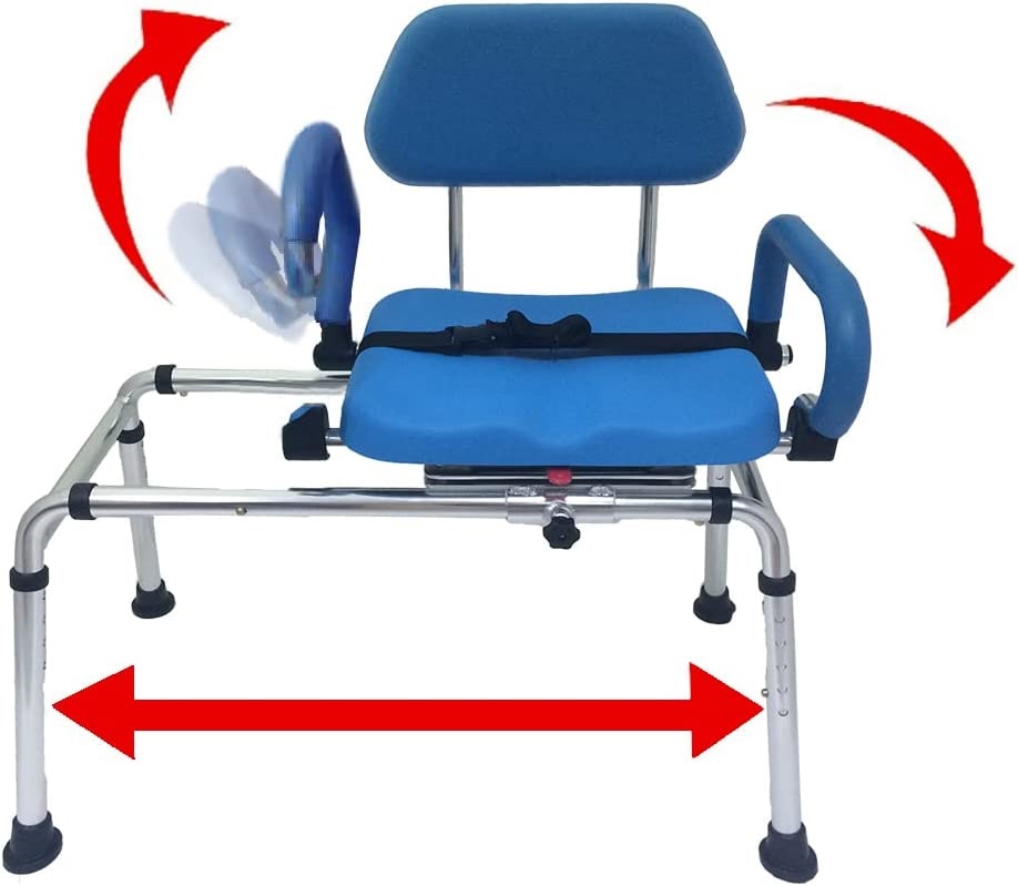 Bathing Chairs for the Elderly - Carousel Sliding Transfer Bench with Swivel Seat 
