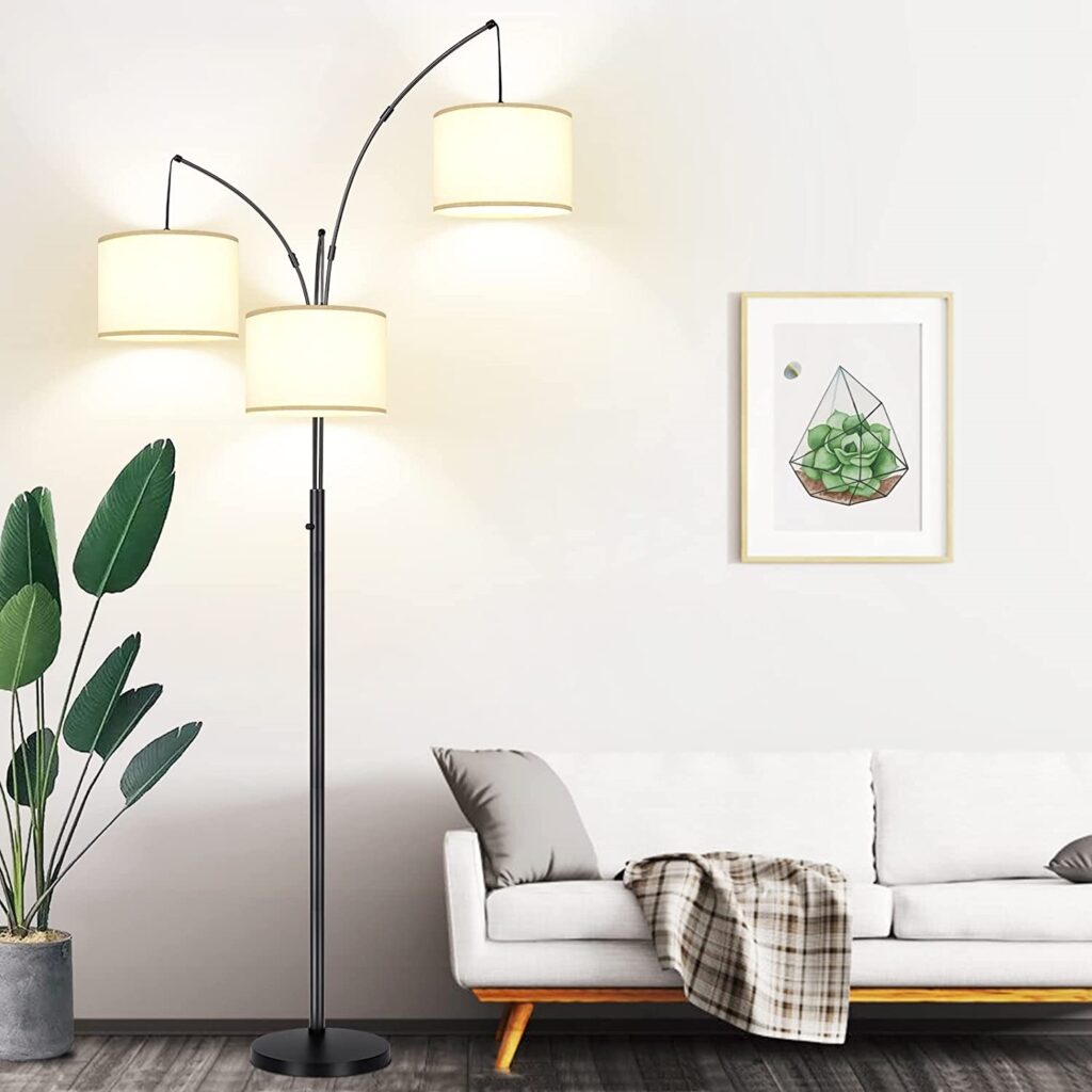 Best Floor Lamps for Sectionals - Dimmable Floor Lamp - 3 Lights Arc Floor Lamps for Living Room
