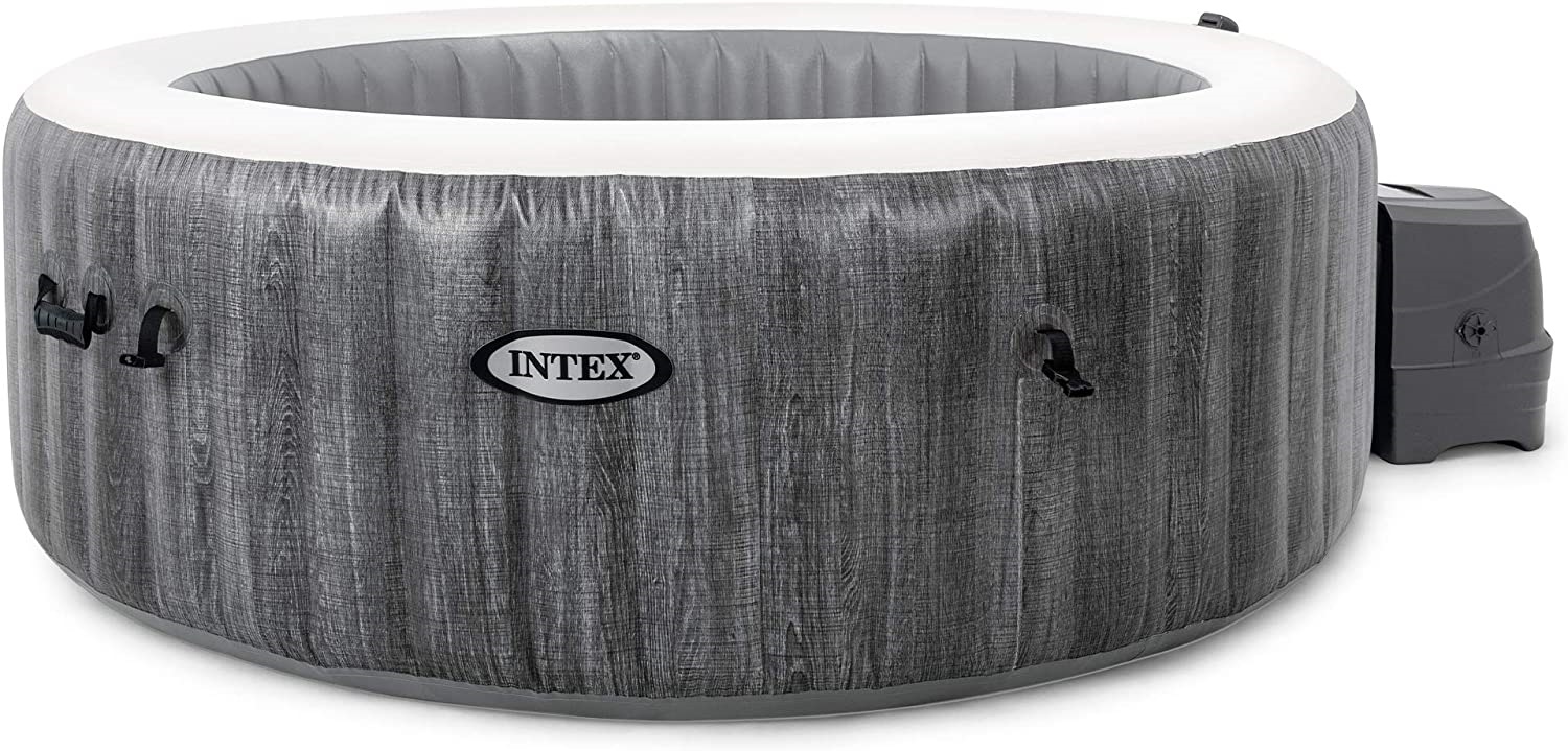 Intex Greywood Deluxe 4 Person Outdoor Portable Inflatable Hot Tub Spa