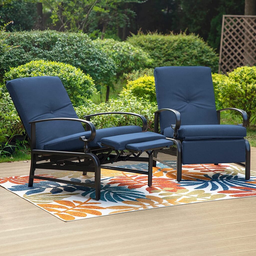 Outdoor Wicker Recliner Chairs- PHI VILLA Oversized Outdoor Recliner Chairs