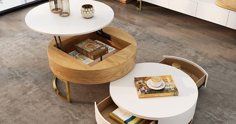 Pucloce Lift Top Coffee Table with Hidden Compartment