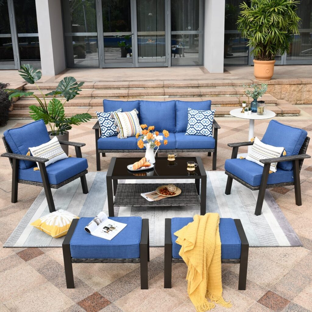 What is the Best Outdoor Furniture? - ovios Patio Furniture Set 6 PCS All Weather Outdoor Wicker Rattan Sofa
