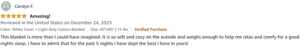 Carolyn F Weighted Blanket Review