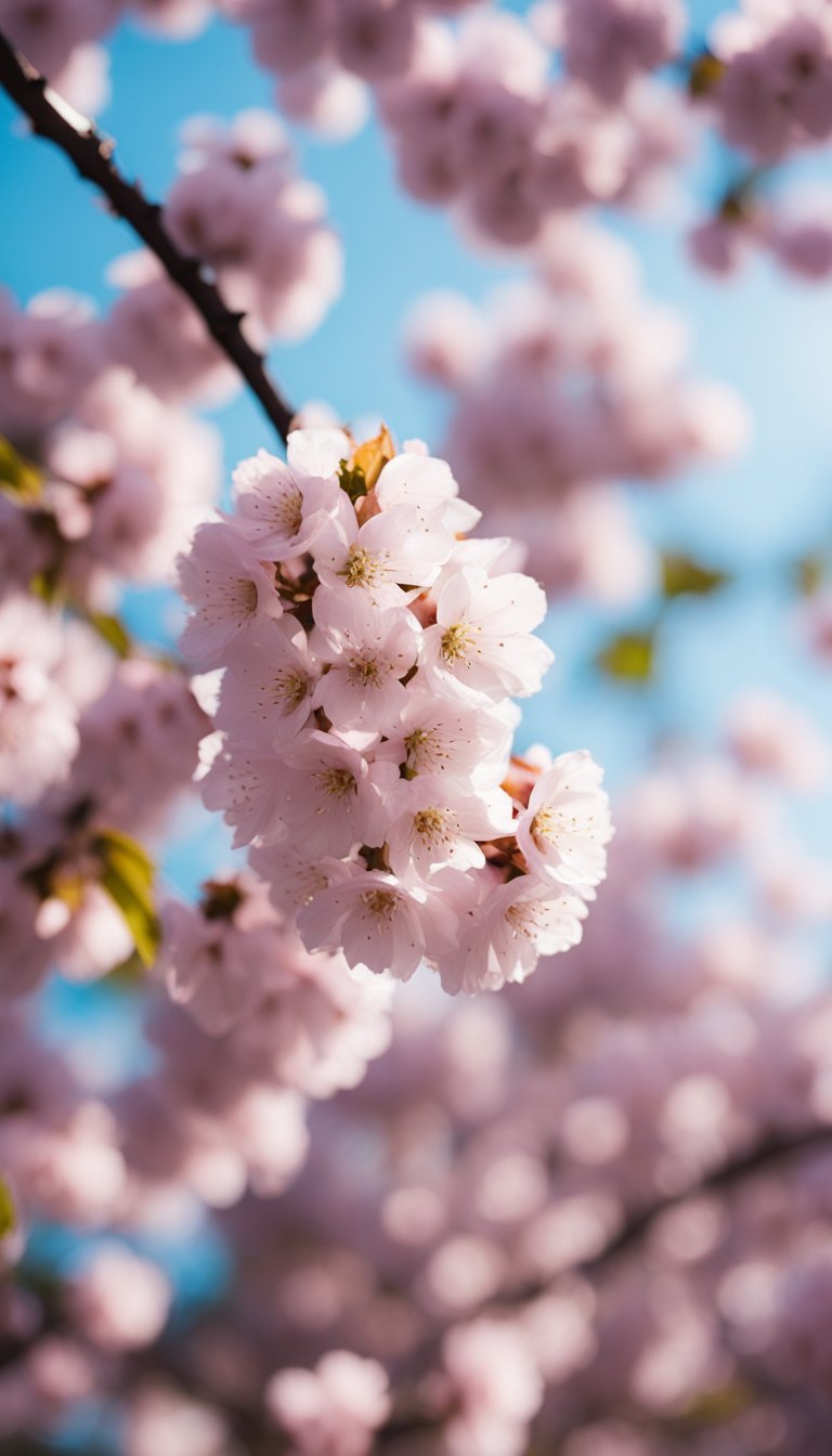 Blooming cherry trees add vibrant color to the front yard landscape